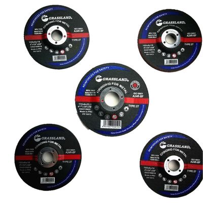 Metal Fab için 115mm X 6.4mm X 22.23mm Reçine Bağlı Kum 24 Zımpara Taşlama Diskleri