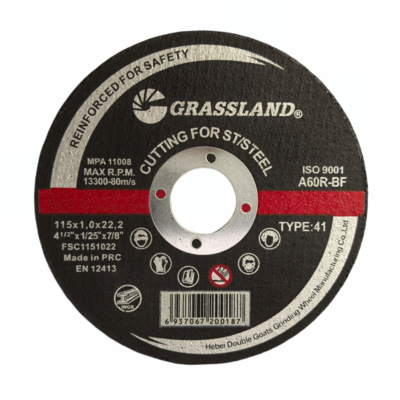 115X1X22.2, İnce Tasarım GRASSLAND 115mm Kesme Diski, Çelik ve Paslanmaz Çelikte INOX Üzerinde Daha Hızlı ve Temiz Kesimler İçin